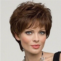 perruques brunes pour femmes perruque synthétique droite naturelle droite droite coupe de lutin avec frange perruque courte brun noir cheveux synthétiques brun strongbeauty miniinthebox
