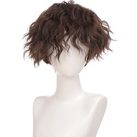 Perruques brunes pour hommes perruques de cheveux synthétiques courts bouclés pour hommes costume de garçon cosplay party naturel noir résistant à la chaleur faux cheveux miniinthebox