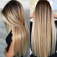 perruques brunes pour les femmes blonde longue lumière dorée perruques ombre rose perruques cheveux synthétiques cheveux surlignés racines foncées perruques 26 pouces miniinthebox
