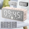 Portable miroir led réveil numérique sans fil bluetooth haut-parleur mp3 fm radio horloge de bureau décor de table miniinthebox