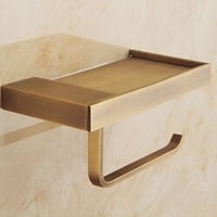 Porte-papier hygiénique nouveau design en laiton mat mural porte-papier en rouleau avec étagère de rangement pour téléphone portable 1 pc miniinthebox