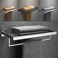 porte-serviettes double brossé en acier inoxydable porte-serviettes de salle de bain étagère support mural de style contemporain utilisation pour salle de bain / cuisine / salon 30/40/50/60 cm miniinthebox