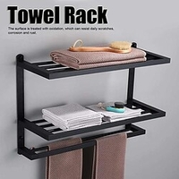 Porte-serviettes en aluminium pour salle de bain,  porte-serviettes mural à 3 couches,  rangement de matériel de salle de bain 60 cm (noir/argent/gris pistolet) miniinthebox