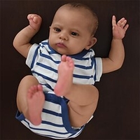 Poupée finie déjà peinte de 24 pouces en peau de cameron de bébé reborn brun foncé cheveux peints peau 3d réaliste miniinthebox