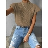 Pull Gilet Maille Femme Grosse maille Tricoter Tressé Couleur unie Col Roulé mode Casual Extérieur du"idien Sans Manches Automne Printemps Blanche Kaki S M L miniinthebox