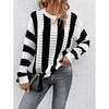 Pull Maille Femme A côtes Tricoter Bandes Bloc de couleur Col Ras du Cou mode Casual du"idien Sortie manche longue Automne Printemps Noir S M L miniinthebox