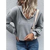 Pull Maille Femme A côtes Tricoter Capuche Couleur unie Capuche mode Casual Extérieur du"idien manche longue Automne Printemps Gris Clair S M L miniinthebox