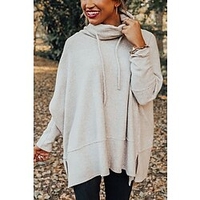Pull Maille Femme A côtes Tricoter Fendu Couleur unie Col Roulé mode Casual du"idien Sortie manche longue Automne Printemps Gris S M L miniinthebox