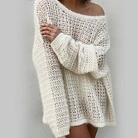 Pull Maille Femme A côtes Tricoter énorme Couleur unie Col Ras du Cou Casual Flexible Vacances Plage manche longue Automne Printemps Kaki Beige S M L miniinthebox