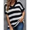 Pull Maille Femme A côtes Tricoter Patchwork Rayé Col V mode Casual du"idien Sortie Manches courtes Automne Printemps Noir Blanche S M L miniinthebox