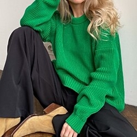 Pull Maille Femme A côtes Tricoter Tressé Couleur unie Col Ras du Cou mode Casual Extérieur Vacances manche longue Automne Printemps Violet Fuchsia S M L miniinthebox