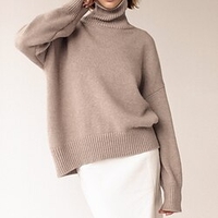 Pull Maille Femme A côtes Tricoter Tressé Couleur unie Col Roulé mode Casual du"idien Vacances manche longue Automne Printemps Vert Kaki S M L miniinthebox