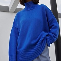 Pull Maille Femme A côtes Tricoter Tressé Couleur unie Col Roulé mode Casual Extérieur du"idien manche longue Automne Printemps Vert Véronèse Bleu S M L miniinthebox