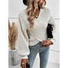 Pull Maille Femme Crocheté Tricoter Patchwork Couleur unie Col V mode Casual du"idien Sortie manche longue Automne Printemps Beige Gris S M L miniinthebox