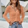 Pull Maille Femme Crocheté Tricoter Troué Couleur unie Col V mode Casual du"idien Sortie manche longue Printemps Eté Orange Beige S M L miniinthebox
