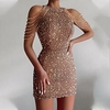 robe de cocktail femme robe à franges mini robe courte blanc noir rose vin sans manches couleur pure paillettes gland frange perles printemps été col rond chaud élégant 2023 s m l xl / robe à miniinthebox