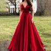 robe de soirée de bal pour femme robe swing maxi robe longue rouge sans manches père noël couleur pure dos nu fendu épaule froide printemps été bretelles spaghetti fête élégant élégant fête mince miniinthebox