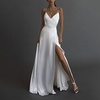 robe de soirée pour femme robe en satin robe longue robe maxi bleu blanc sans manches couleur pure fendu printemps été v profond chaud fête élégante 2023 s m l xl xxl / invité de mariage / robe miniinthebox