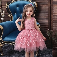Robe Fille Robe en Tulle Bébé Petit Plein Soirée du"idien Noeud Multicouleur Bleu Blanche Polyester Mi-long Sans Manches Elégant Le style mignon Robes Le Jour des enfants Printemps Eté Mince 1-5 miniinthebox
