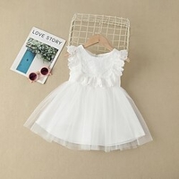 Robe Fille Robe en Tulle Enfants Petit Couleur Pleine Mariage Anniversaire Maille Dentelle Blanche Polyester Mi-long Sans Manches Le style mignon Robes Printemps Eté Standard 2-8 ans miniinthebox