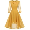 robe longue Femme Robe casual manche longue Automne Printemps Eté - Mode Robe chic Maille Multirang Noeud Couleur monochrome Manche Gigot du"idien Rendez-vous Vacances 2023 Jaune S M L XL 2XL miniinthebox