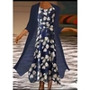 robe longue Femme Robe Ensemble manche longue Hiver Automne - Elégant Casual Multirang Imprimer Floral Col Ras du Cou robe hiver robe automne 2023 bleu marine S M L XL XXL miniinthebox