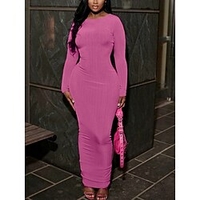 robe longue Femme robe soirée manche longue Hiver Automne Printemps - Mode Moderne Tricoté Couleur monochrome robe automne 2023 Noir Marron S M L XL miniinthebox