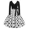 Robe mi-longue Femme Robe Fourreau manche longue Hiver Automne Printemps - Mode Robe chic Noeud Pois Col V Rendez-vous Vacances 2023 Noir et Blanc S M L XL 2XL 3XL miniinthebox