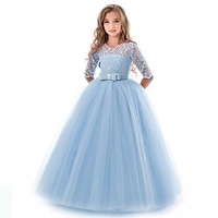 robe pour enfants petites filles dentelle florale couleur unie fête de mariage soirée évider blanc bleu violet dentelle tulle maxi à manches courtes fleur robes vintage robes 3-13 ans miniinthebox