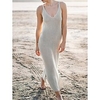 Robe pull Maille Femme Crocheté Tricoter Fendu Couleur unie Col V mode Casual du"idien Vacances Sans Manches Printemps Eté Beige S M L miniinthebox
