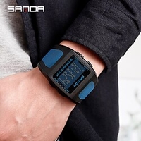 SANDA Montre Digitale pour Hommes Digitale Numérique Digitale Numérique Tendance à la mode Veille tactique Imperméable Calendrier Fonction réveille Plastique Cuir PU Mode miniinthebox