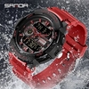 Sanda sport militaire montres pour hommes étanche double affichage montre-bracelet à quartz pour homme horloge chronomètre miniinthebox