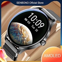 Senbono 360360 amoled hd hommes montre intelligente ip68 étanche fitness tracker sport smartwatch femmes hommes pour ios xiaomi android miniinthebox