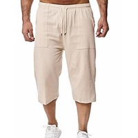 short capri décontracté pour hommes coupe ample en dessous du genou pantalon court respirant et doux coton sports d