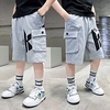 Short Garçon Enfants Eté Actif Noir Gris Lettre Décontractée 5-12 ans miniinthebox