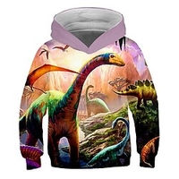 Sweat à capuche et Sweat Pullover Garçon Enfants Bébé Manches Longues Dinosaure Impression 3D Graphique Bloc de Couleur Unisexe Bleu Enfants Hauts Actif Chic de Rue 3-12 ans miniinthebox