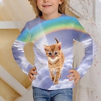 T-shirt Enfants Fille Animal Extérieur 3D effet manche longue Actif 4-12 ans Automne Violet miniinthebox