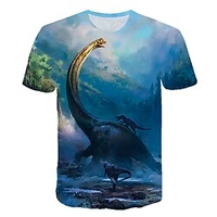 T-shirt Enfants Garçon Animal Ecole 3D effet Manche Courte Actif 3-12 ans Eté Vert Bleu miniinthebox