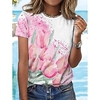 T shirt Tee Femme Décontractée du"idien Fleur Floral Plantes Manches Courtes Imprimer Col Rond basique Blanche Hauts Standard S / 3D effet miniinthebox