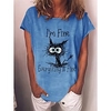 T shirt Tee Femme Décontractée du"idien Lettre Animal Manches Courtes Imprimer Col Rond basique Vert Bleu Gris Hauts Standard S miniinthebox