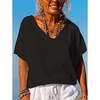 T shirt Tee Femme Décontractée du"idien Plein Demi Manches Patchwork Col en V basique Vert Blanche Noir Hauts Ample S miniinthebox