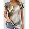 T shirt Tee Femme Décontractée du"idien Sortie Thème Bohémien Géométrique Peinture Rayé Graphic Géométrique Manches Courtes Patchwork Imprimer Col en V Ethnique Rétro Vintage Hawa en Gris Clair miniinthebox