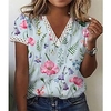 T shirt Tee Femme Décontractée du"idien Vacances Fleur Manches Courtes Patchwork Garniture en dentelle Imprimer Col en V basique Blanche Noir Bleu clair Hauts Standard S / 3D effet miniinthebox
