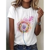 T shirt Tee Femme Décontractée du"idien Vacances Pissenlit Manches Courtes Patchwork Imprimer Col Rond basique Blanche Hauts Standard S / 3D effet miniinthebox