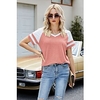 T shirt Tee Femme Décontractée Fin de semaine Bloc de couleur Manches Courtes Col en V basique Rose Claire Kaki Hauts Standard S miniinthebox