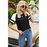 T shirt Tee Femme Décontractée Fin de semaine Bloc de couleur Manches Courtes Col Rond basique Vert Blanche Noir Hauts Standard S miniinthebox
