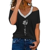 T shirt Tee Femme Décontractée Fin de semaine Fleur Peinture Pissenlit Manches Courtes Accueil froid Imprimer Col en V basique Blanche Noir Bleu Hauts Standard S miniinthebox