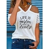 T shirt Tee Femme Décontractée Fin de semaine Fleur Peinture Texte Pissenlit Plume Manches Courtes Accueil froid Imprimer Col en V basique Blanche Noir Gris Hauts Standard S miniinthebox