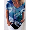 T shirt Tee Femme Décontractée Fin de semaine Peinture Animal Manches Courtes Imprimer Col en V basique Vert Bleu Fuchsia Hauts Standard S / 3D effet miniinthebox