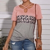 T shirt Tee Femme Décontractée Fin de semaine Peinture Bloc de couleur Léopard Manches Courtes Imprimer Col en V basique Vert Bleu Rose Claire Hauts Standard S miniinthebox
